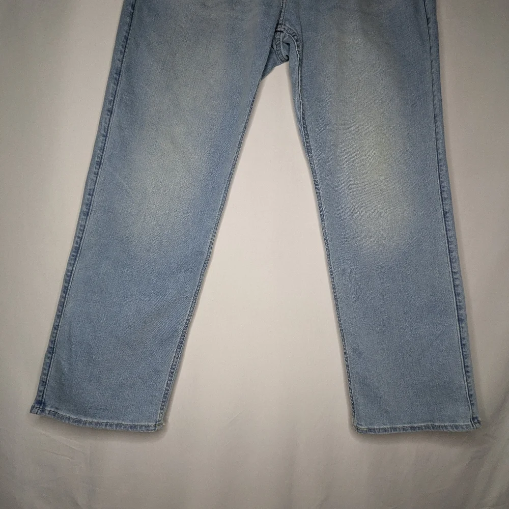 Hollister Mens Light Blue Tab Button Athletic Straight Leg Denim Jeans 34x32